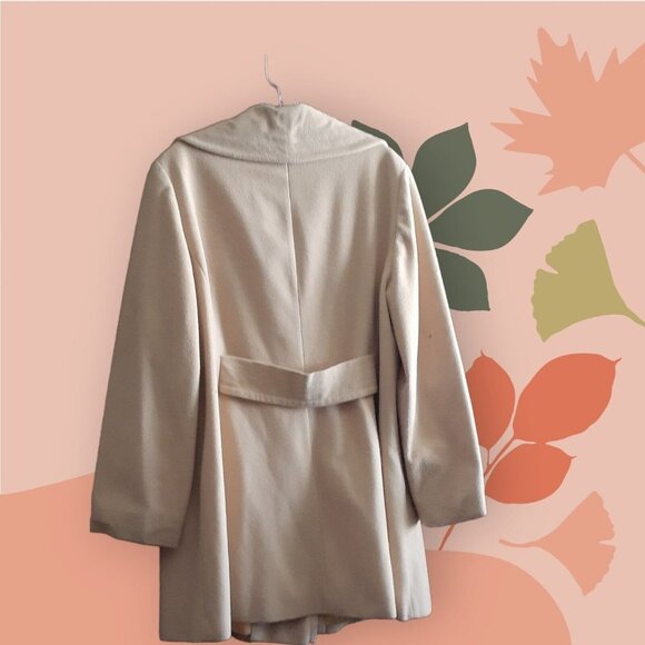 Vintage Mid Century Double Breasted Coat Beige Pea Coat Style USA Union Made L - Picture 6 of 12